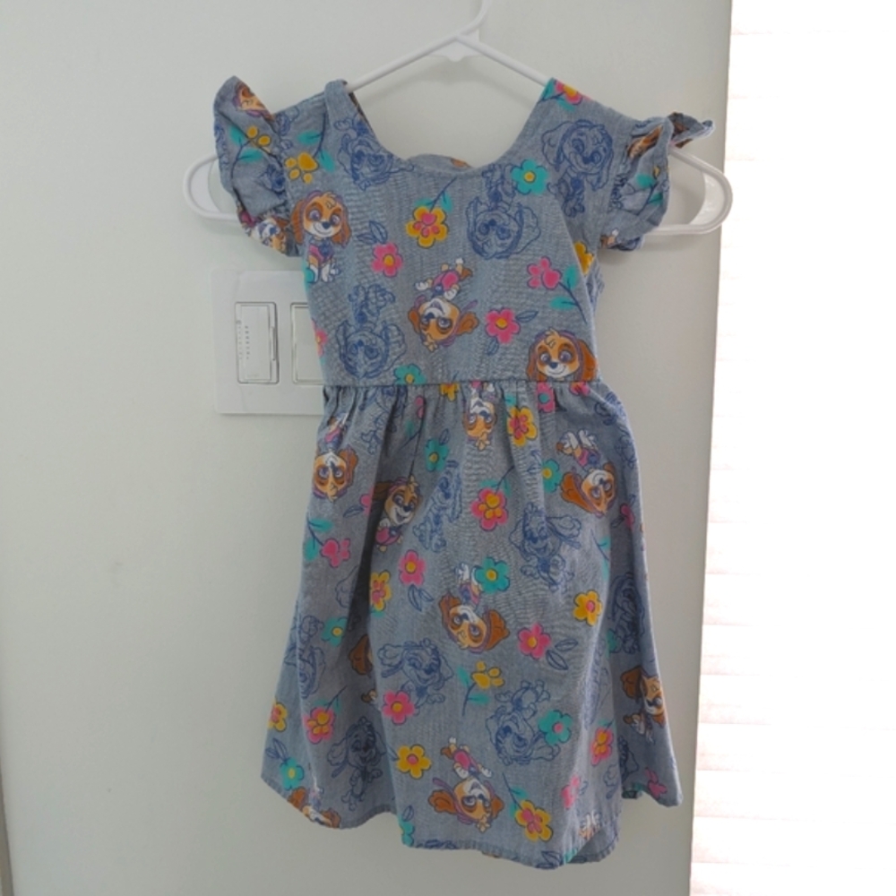 Girls Nickelodeon Paw Patrol Skye Floral Girls Chambray Skater Dress Toddler